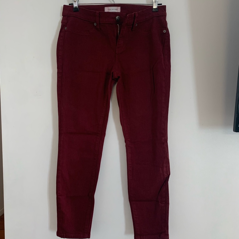 Lila Ryan maroon skinny jeans 27P